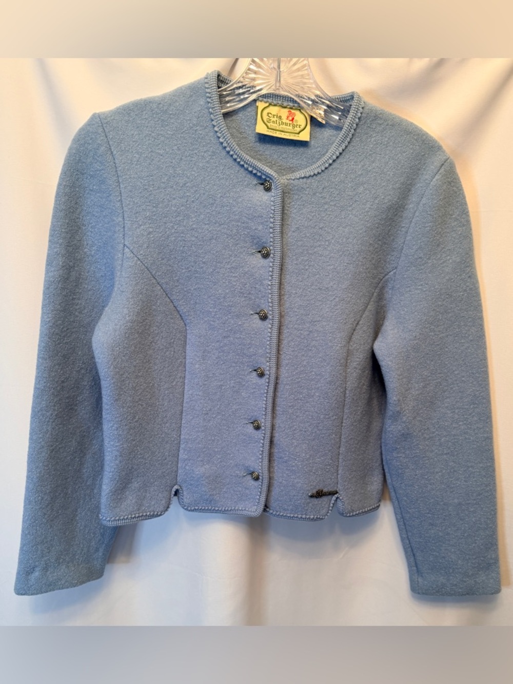 Vintage Original Salzburger Women’s Size M Boiled Wool Jacket Blue Austria Made